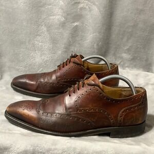 Magnanni Mens Wingtip Brogue Oxford Shoes Leather Brown Size 9 M‎ Made in Spain
